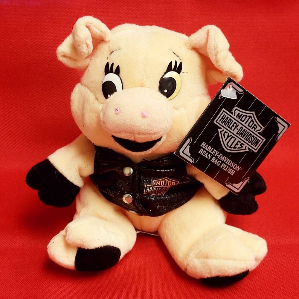 Vintage Harley Davidson Rachet Hog Pig Bean Bag Plush Figure Doll 1997